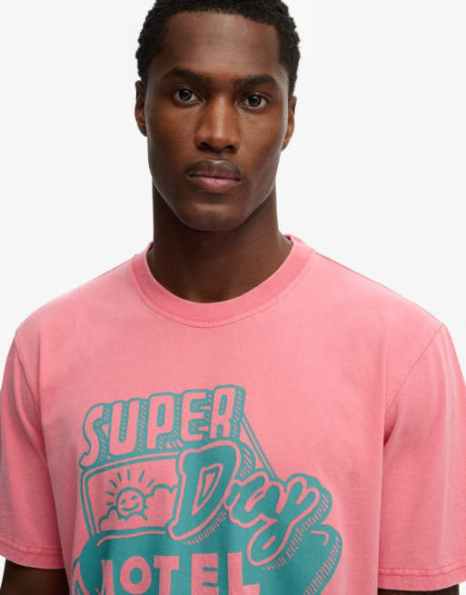 Superdry Roadside trade loose t-shirt in desert rose pink, 3 of 4