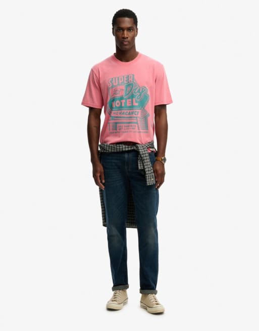 Superdry Roadside trade loose t-shirt in desert rose pink, 4 of 4