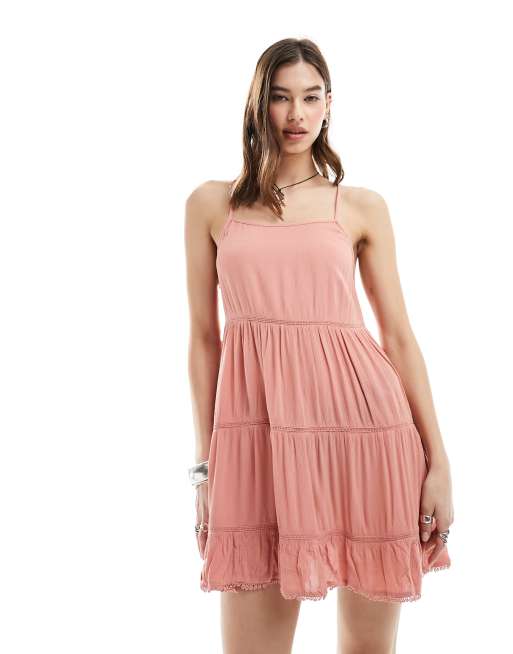 Superdry - Robe caraco courte de plage - Rose sable