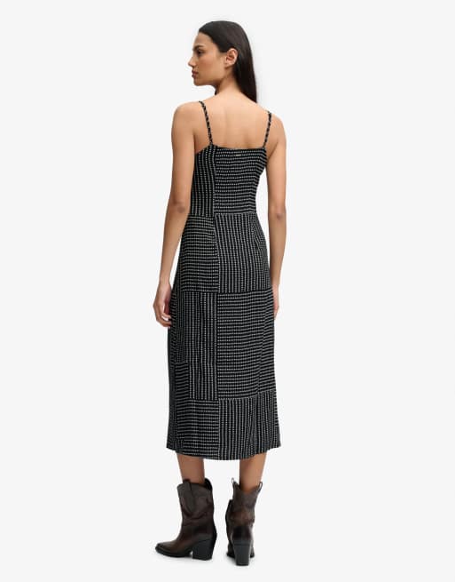Superdry - Robe caraco mi-longue boutonnée à pois alignés - Noir, 2 de 6