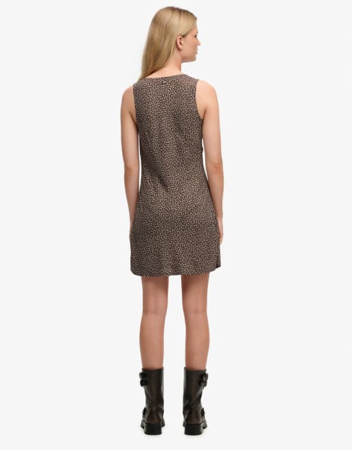 Superdry - Robe courte à décolleté en cœur et petites roses - Marron châtaigne, 5 de 6