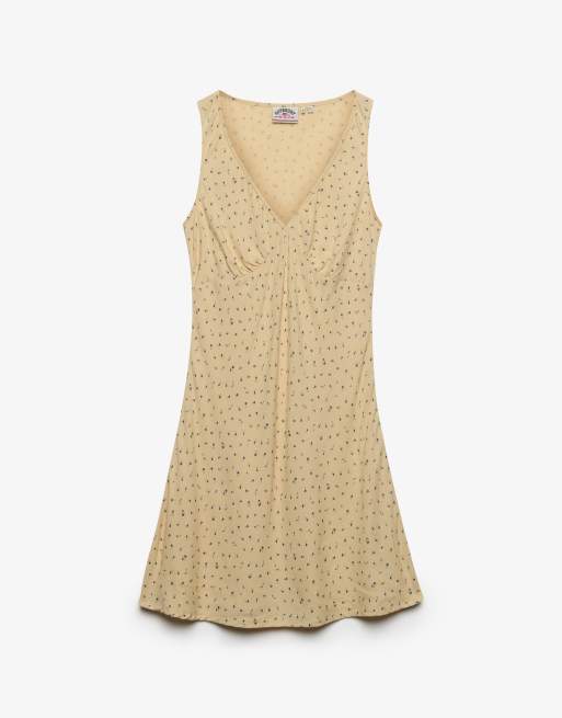 Superdry - Robe courte à imprimé roses avec décolleté en cœur - Jaune, 6 de 6