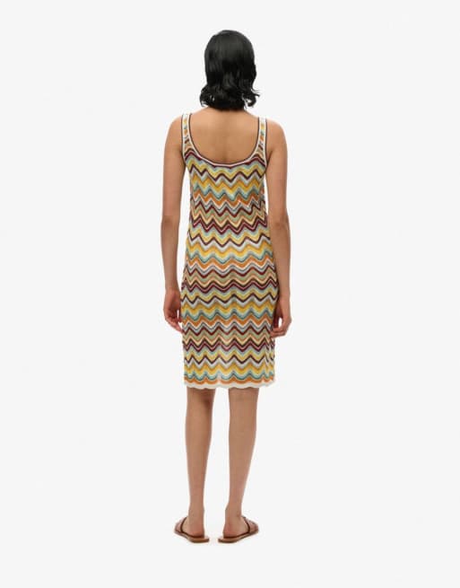 Superdry - Robe courte en maille effet zigzag - Menthe rayé, 3 de 4