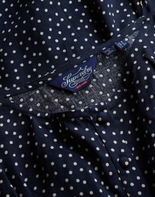 Superdry - Robe mi-longue boutonnée à bretelles avec imprimé à pois - Alana, 5 de 6