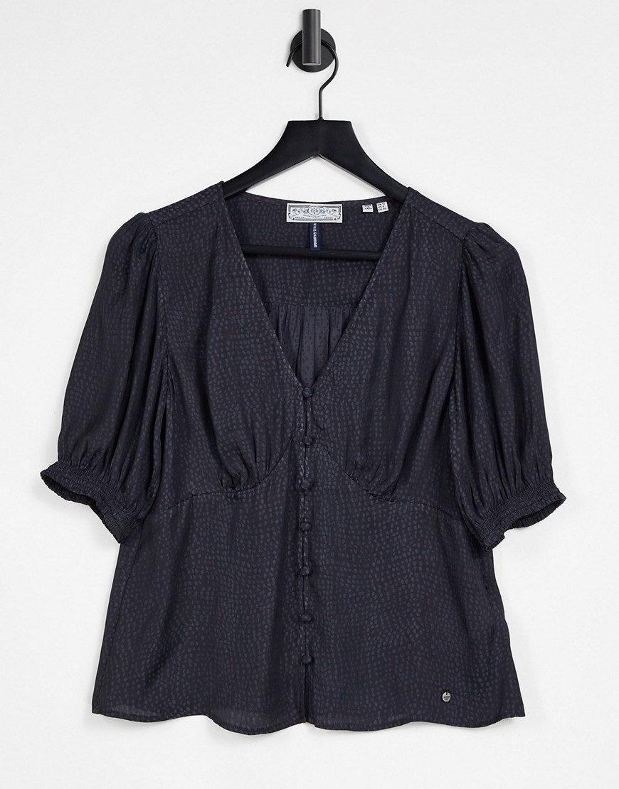 Superdry Sadie vintage style blouse in black