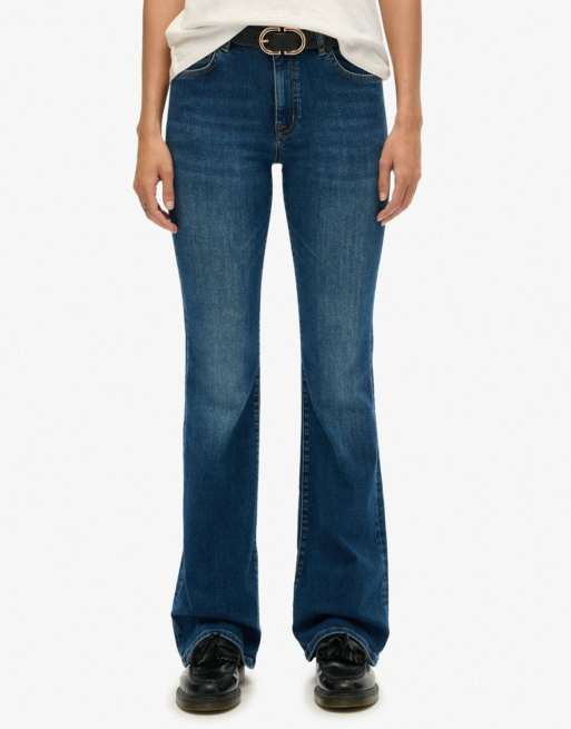 Superdry – Schlagjeans aus Baumwolle in tiefem Indigoblau mit mittelhohem Bund, 4 von 5