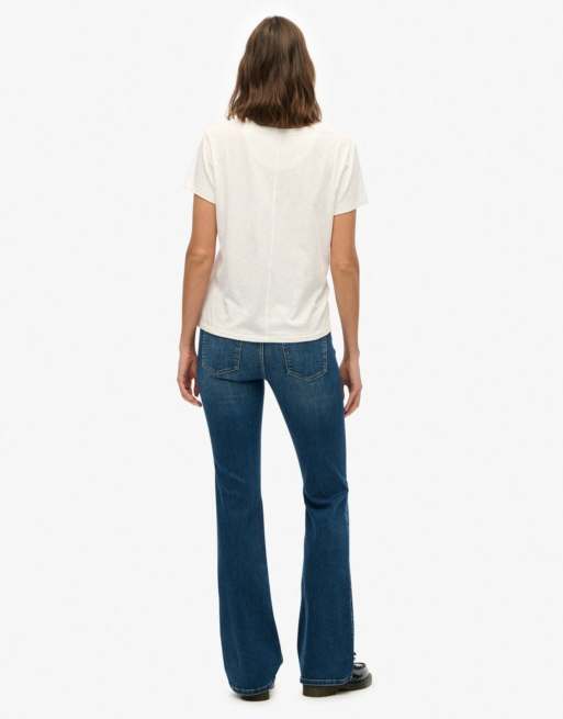 Superdry – Schlagjeans aus Baumwolle in tiefem Indigoblau mit mittelhohem Bund, 5 von 5