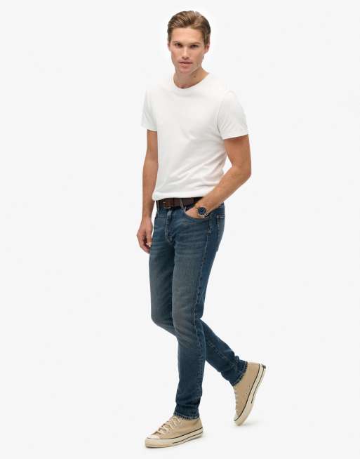Superdry – Schmal geschnittene Vintage-Jeans aus Baumwolle in Sturmblau