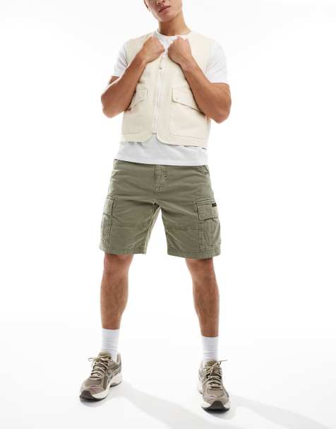 Superdry – Schwere Cargo-Shorts in Oliv-Khaki - view 1