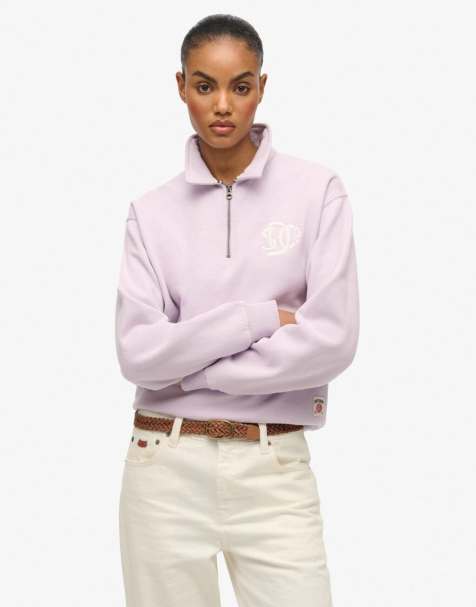 Superdry Sd&co. collared half zip sweatshirt in parma violet purple - view 1