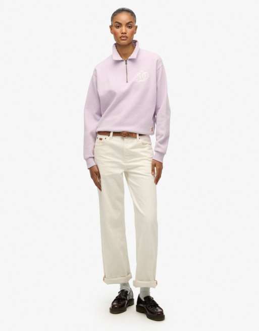 Superdry Sd&co. Sweatshirt mit Kragen und halbem Reißverschluss in Parma Violet Purple, 4 von 4