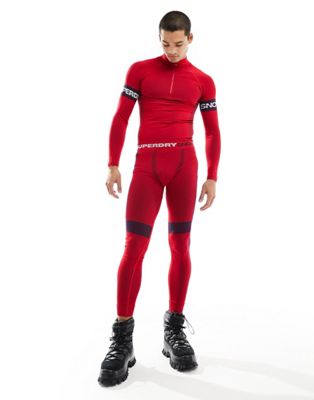 Superdry Ski Seamless base layer leggings in hike red