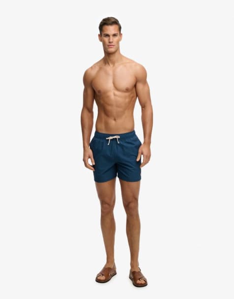Superdry Seer sucker 15-inch swim shorts in atlantic nvy/blue bottle strpe - view 1