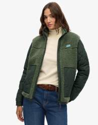 Superdry Sherpa fleece hybrid jacket in laurel khaki