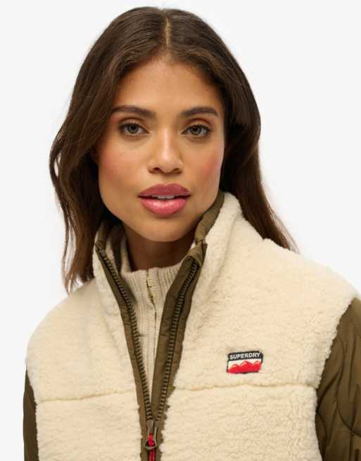 Superdry Sherpa fleece hybrid jacket in oatmeal beige, 3 of 6