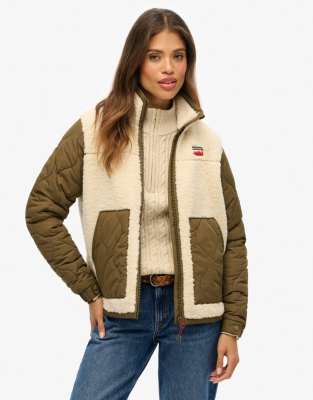 Superdry Damen Beige Hybrid-Fleece Für - Bild 2