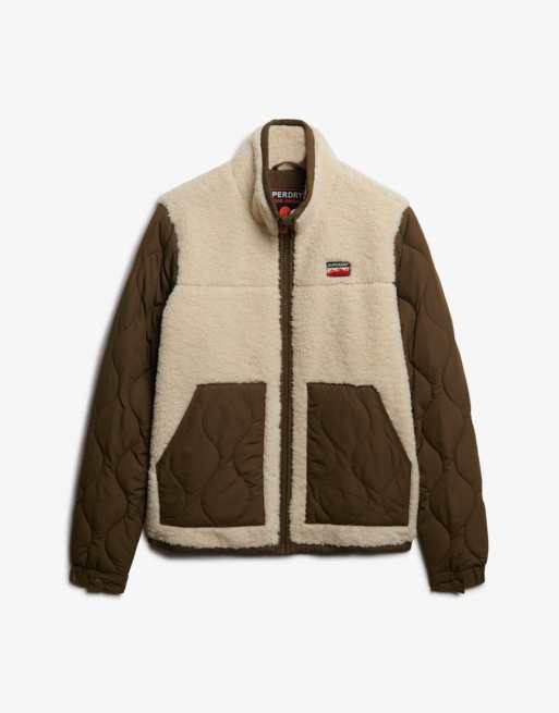 Superdry Sherpa-Fleece-Hybridjacke in Oatmeal-Beige, 6 von 6