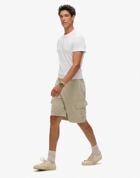 Superdry - Short cargo à coutures contrastantes - Beige pélican délavé - view 1