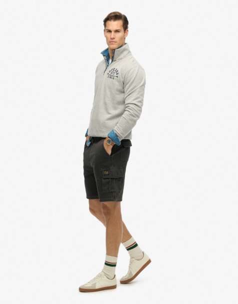 Superdry - Short cargo à coutures contrastantes - Noir délavé - view 1