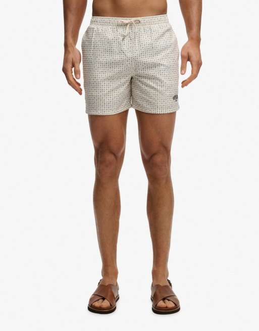 Superdry - Short de bain 15 pouces à imprimé géométrique de qualité supérieure - Blanc/bleu, 5 de 7