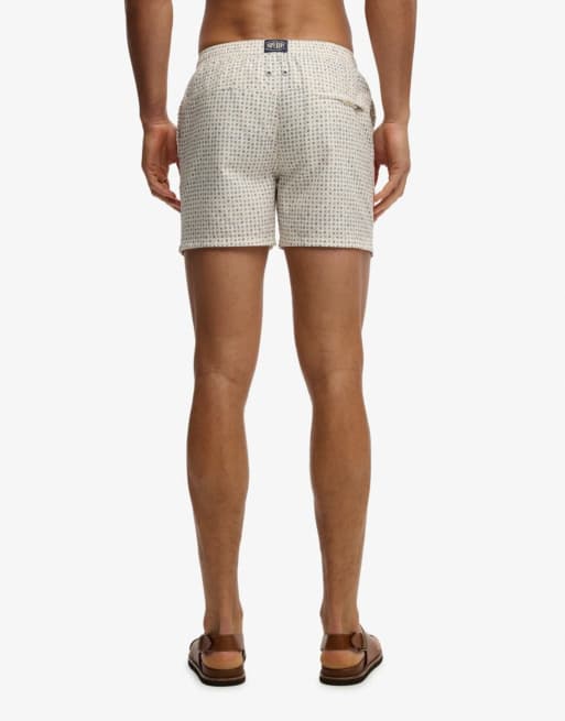 Superdry - Short de bain 15 pouces à imprimé géométrique de qualité supérieure - Blanc/bleu, 6 de 7