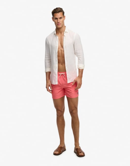 Superdry - Short de bain 15 pouces à logo brodé - Corail sucré, 3 de 7