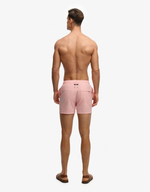 Superdry - Short de bain 15 pouces en crépon à rayures - Corail/blanc, 6 de 7
