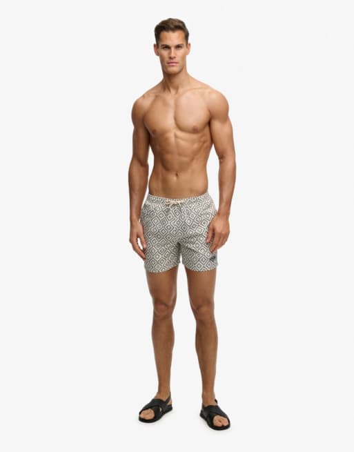 Superdry - Short de bain 15 pouces imprimé de qualité supérieure - Blanc cassé guimauve sashiko, 2 de 7