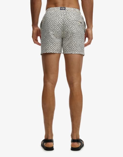 Superdry - Short de bain 15 pouces imprimé de qualité supérieure - Blanc cassé guimauve sashiko, 4 de 7