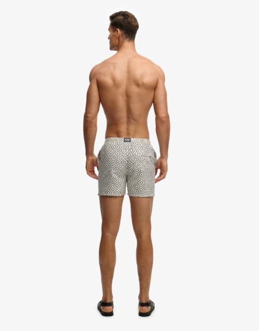 Superdry - Short de bain 15 pouces imprimé de qualité supérieure - Blanc cassé guimauve sashiko, 5 de 7