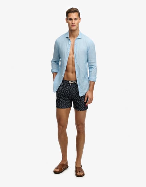 Superdry - Short de bain 15 pouces imprimé de qualité supérieure - Bleu éclipse Sashiko, 2 de 7