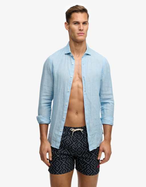 Superdry - Short de bain 15 pouces imprimé de qualité supérieure - Bleu éclipse Sashiko, 7 de 7