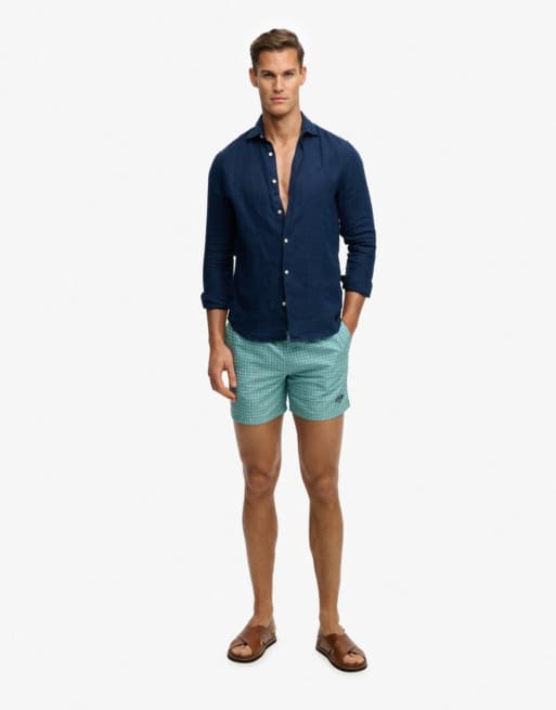 Superdry - Short de bain 15 pouces imprimé fleuri de qualité supérieure - Vert, 3 de 7