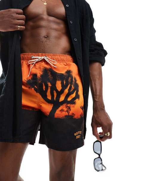 Superdry - Short de bain 17 pouces à imprimé photo coucher de soleil - Orange - view 1