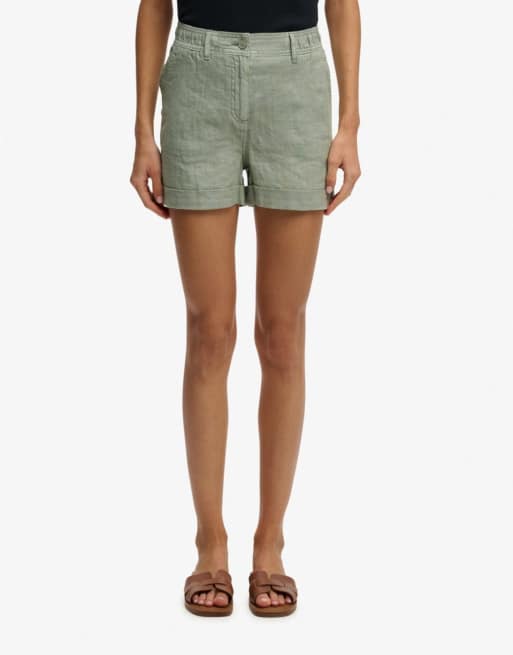 Superdry - Short en lin à taille mi-haute - Vert jade clair, 2 de 7
