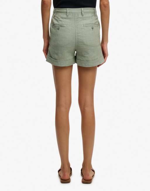 Superdry - Short en lin à taille mi-haute - Vert jade clair, 5 de 7