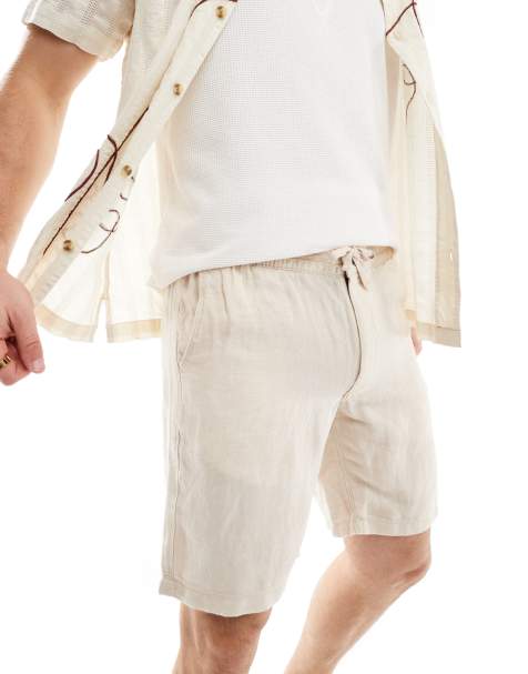 Superdry - Short en lin avec cordon de serrage - Gris taupe - view 1