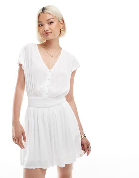 Superdry Short sleeve printed playsuit in off white - view 1