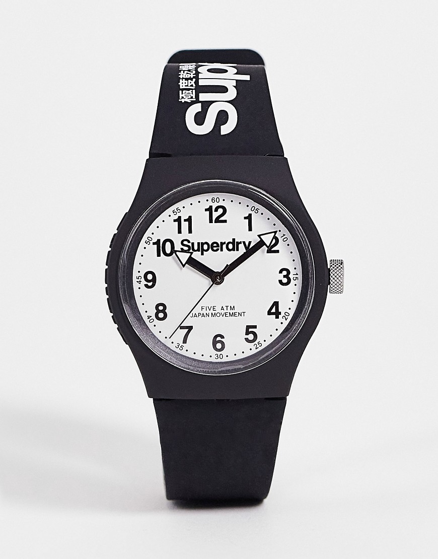 Superdry silicone strap watch in black and white