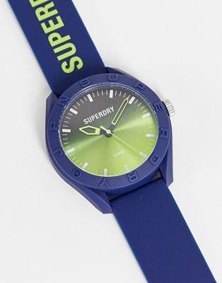Superdry silicone strap watch in blue and green ombre