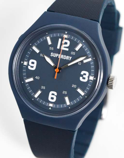Superdry silicone strap watch in blue