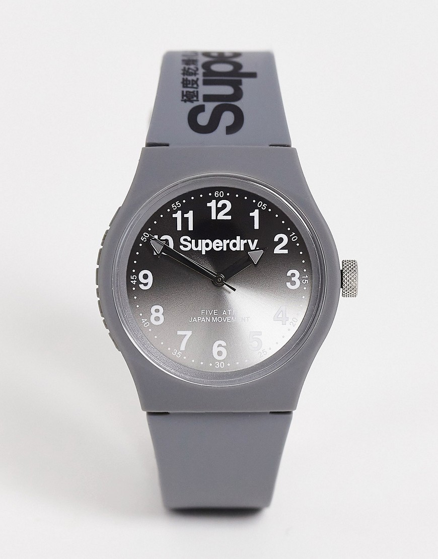 Superdry silicone strap watch in gray ombre