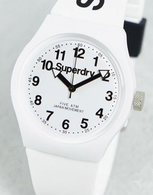 Superdry silicone strap watch in white