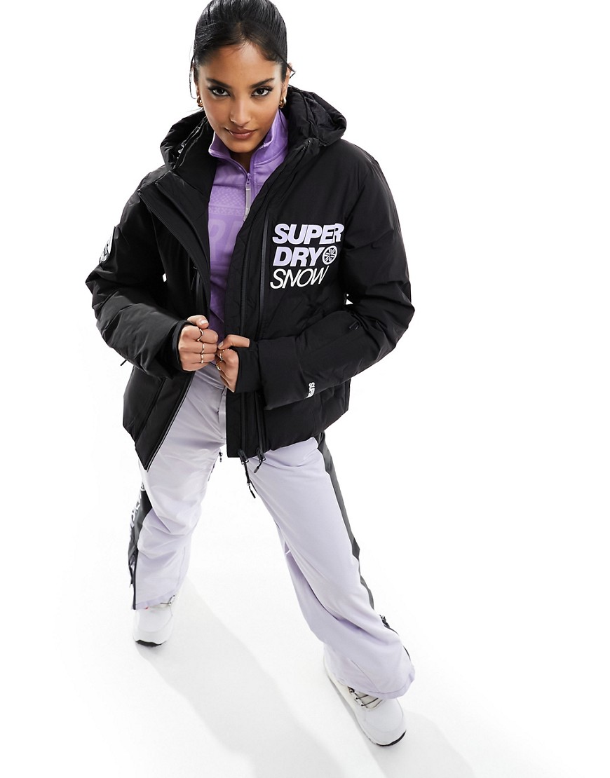 Superdry Ski boxy puffer jacket in black
