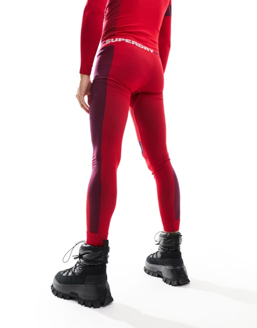 Superdry Ski Seamless base layer leggings in hike red