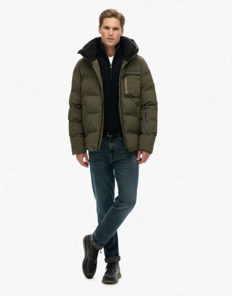 Superdry Ski sports padded jacket in washed khaki - view 1