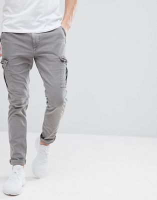 Superdry slim fit cargo pants in gray 