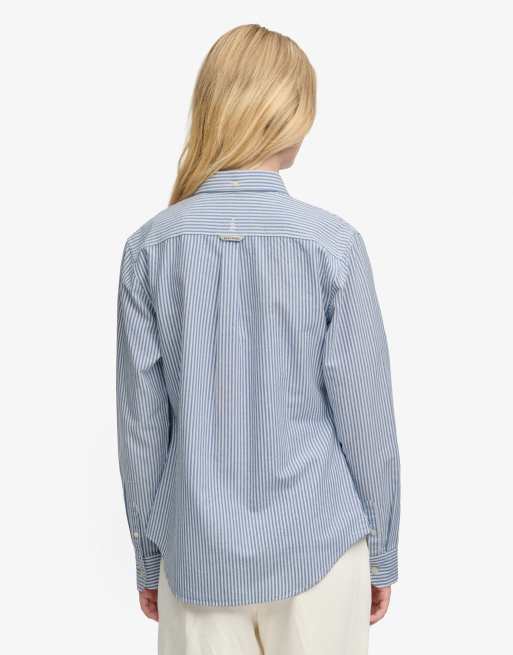 Superdry Slim oxford button down long sleeve shirt in azure blue stripe oxford, 2 of 6