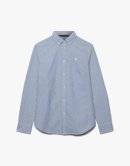 Superdry Slim oxford button down long sleeve shirt in azure blue stripe oxford, 6 of 6