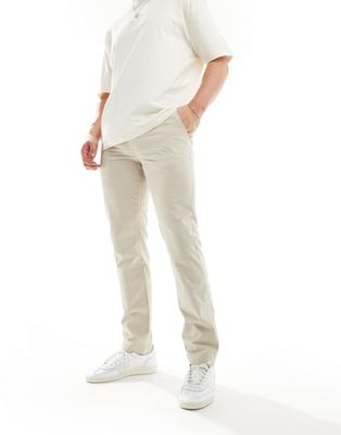 Superdry Slim tapered stretch chino trousers in pelican beige